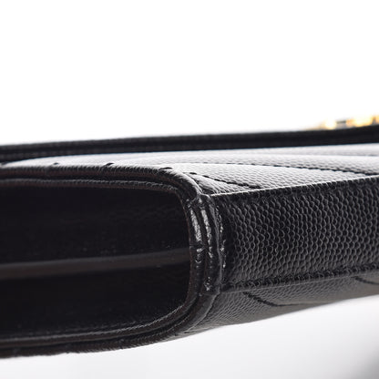 Saint Laurent Grain De Poudre Matelasse Chevron Monogram Chain Wallet Black 7 of 8