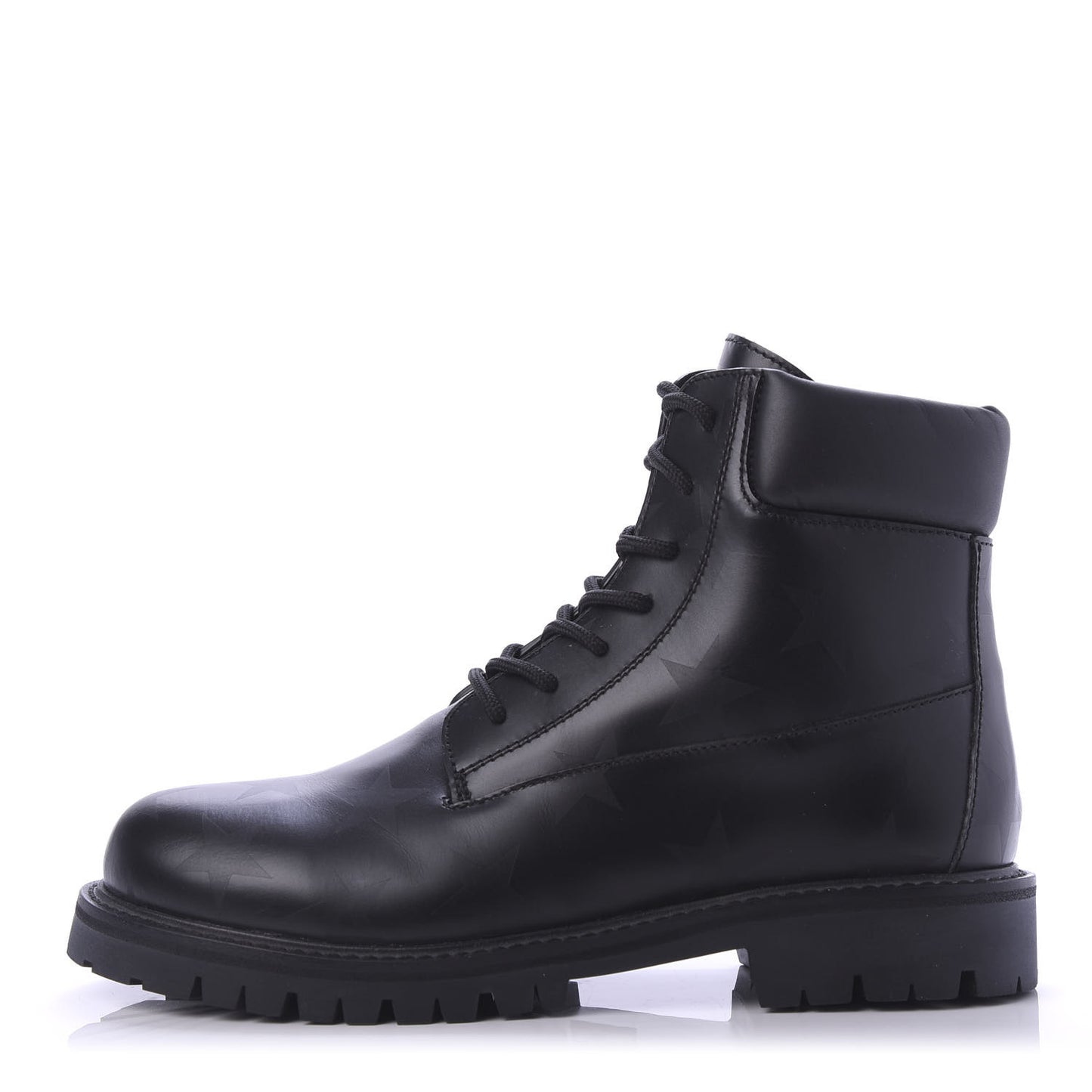 Calfskin Womens Donna Star Print Combat Boots 39.5 Black
