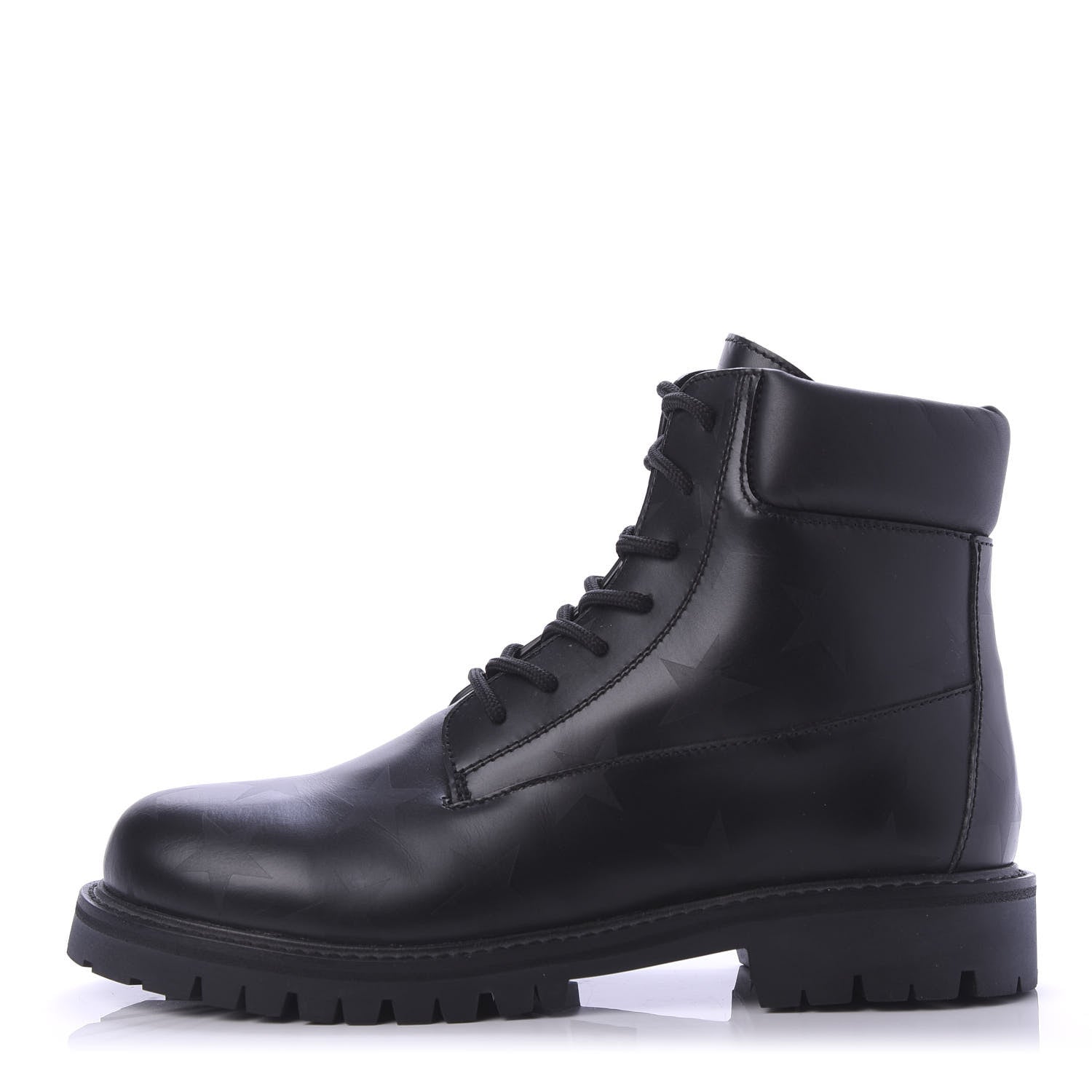 Valentino Garavani Calfskin Womens Donna Star Print Combat Boots 39.5 Black 1 of 9