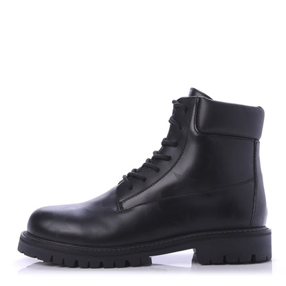 Valentino Garavani Calfskin Womens Donna Star Print Combat Boots 39.5 Black 1 of 9