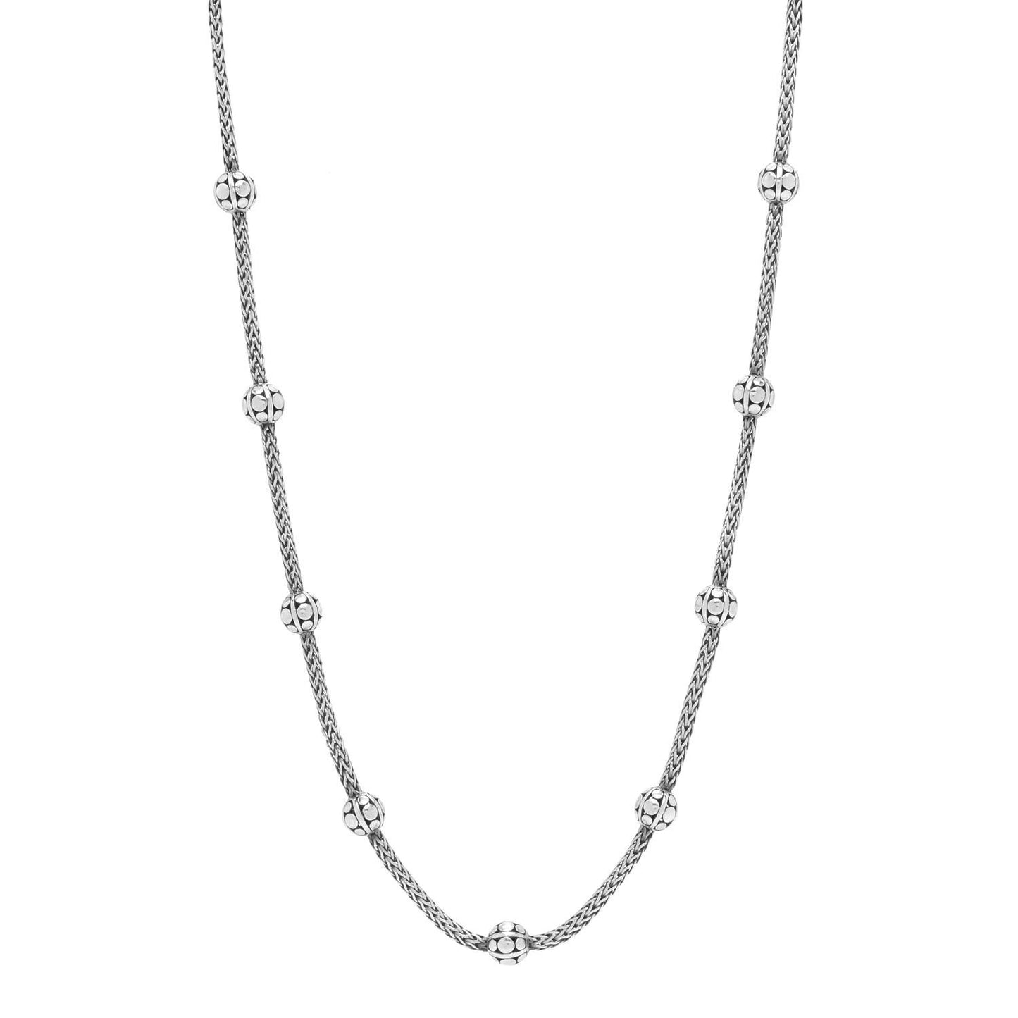 Sterling Silver Kali Dot Bead Station Long Necklace