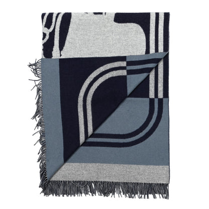 Hermes Cashmere Wool Brides De Gala Plaid Blanket Glacier 2 of 3