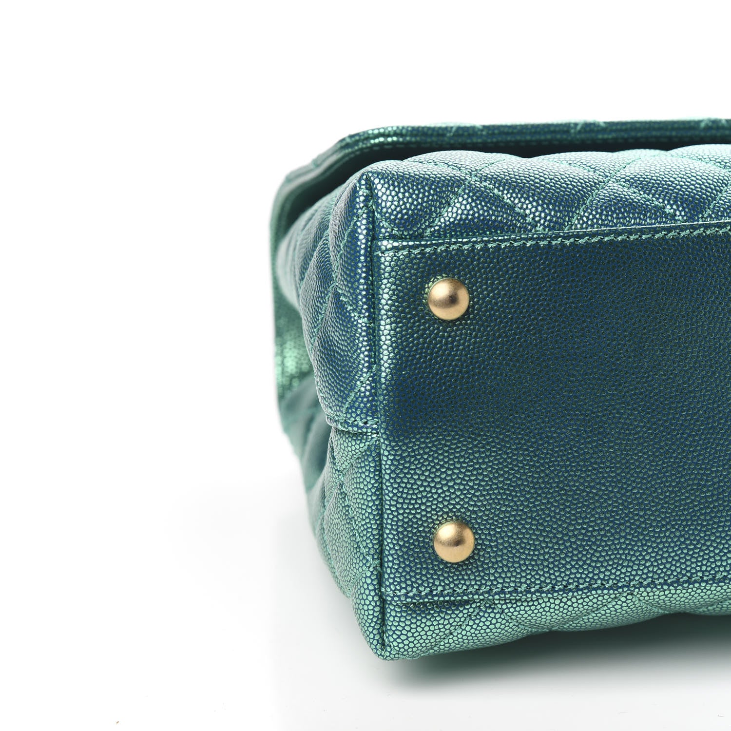 Chanel Metallic Caviar Quilted Small Coco Handle Flap Blue 7 of 10