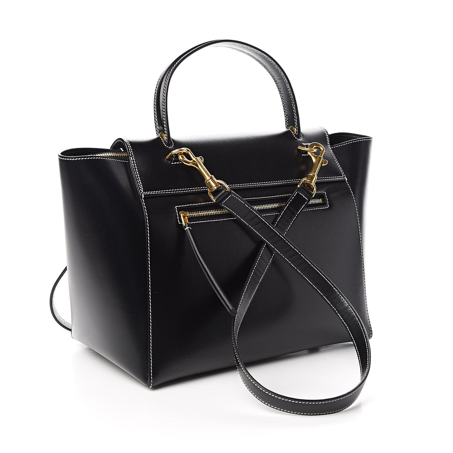 Smooth Calfskin Double Stitching Mini Belt Bag Black