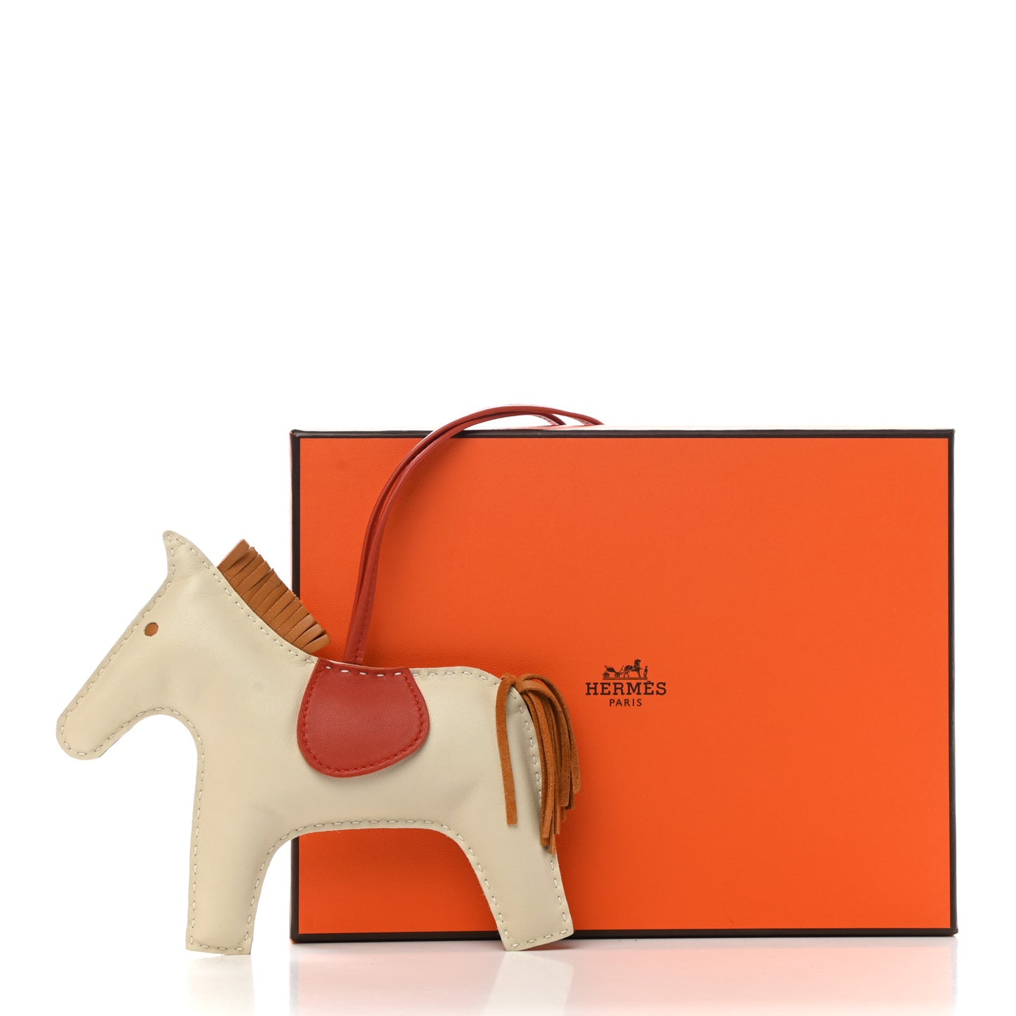 Milo Lambskin Grigri Rodeo Horse Bag Charm GM Craie Sesame Cornaline