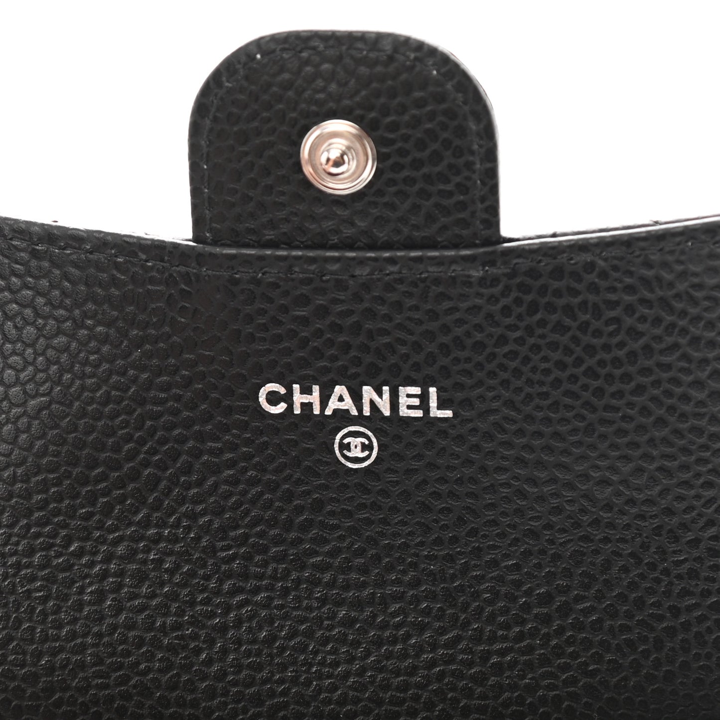 Caviar Quilted Flap Card Holder Wallet Black