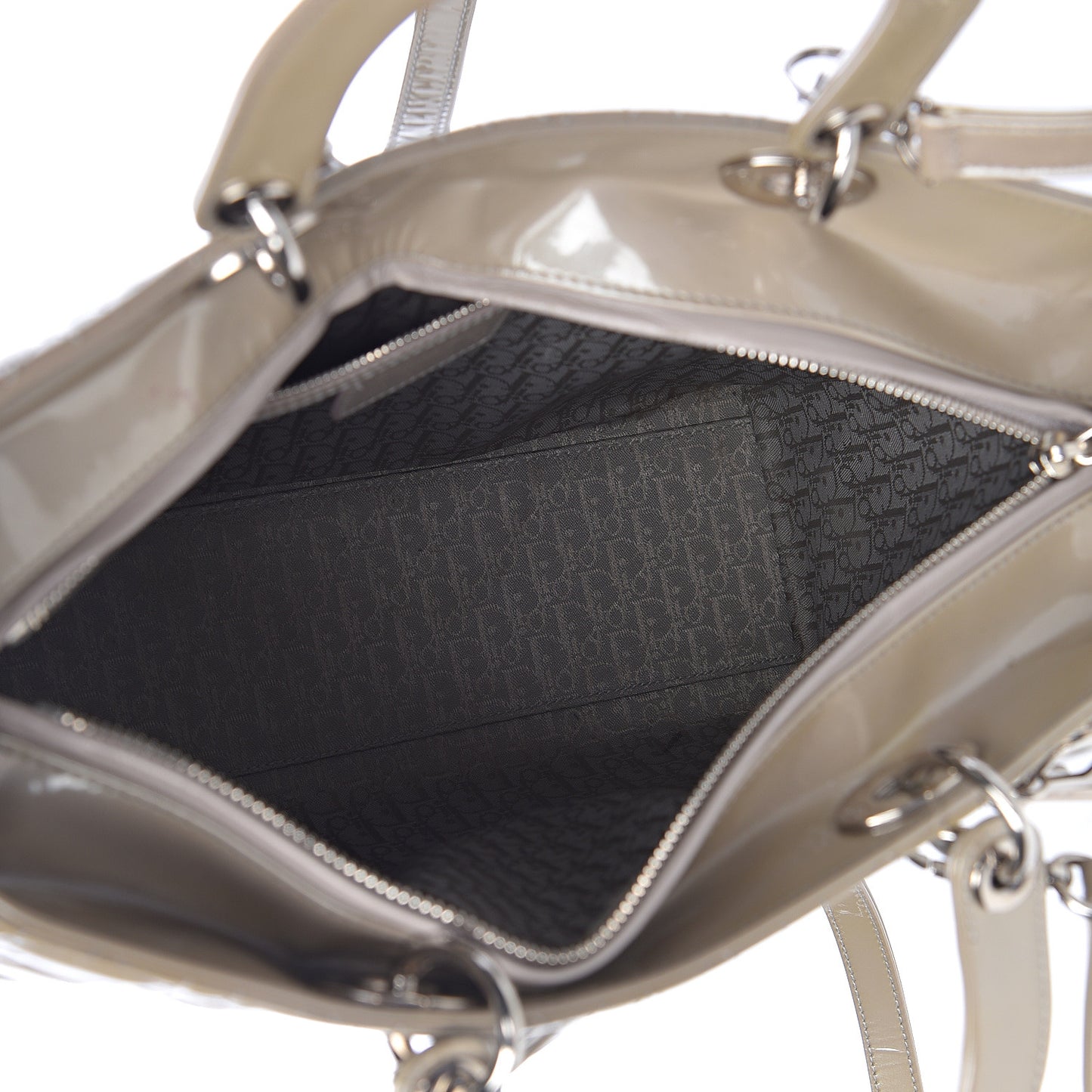 Patent Cannage Large Lady Dior Beige