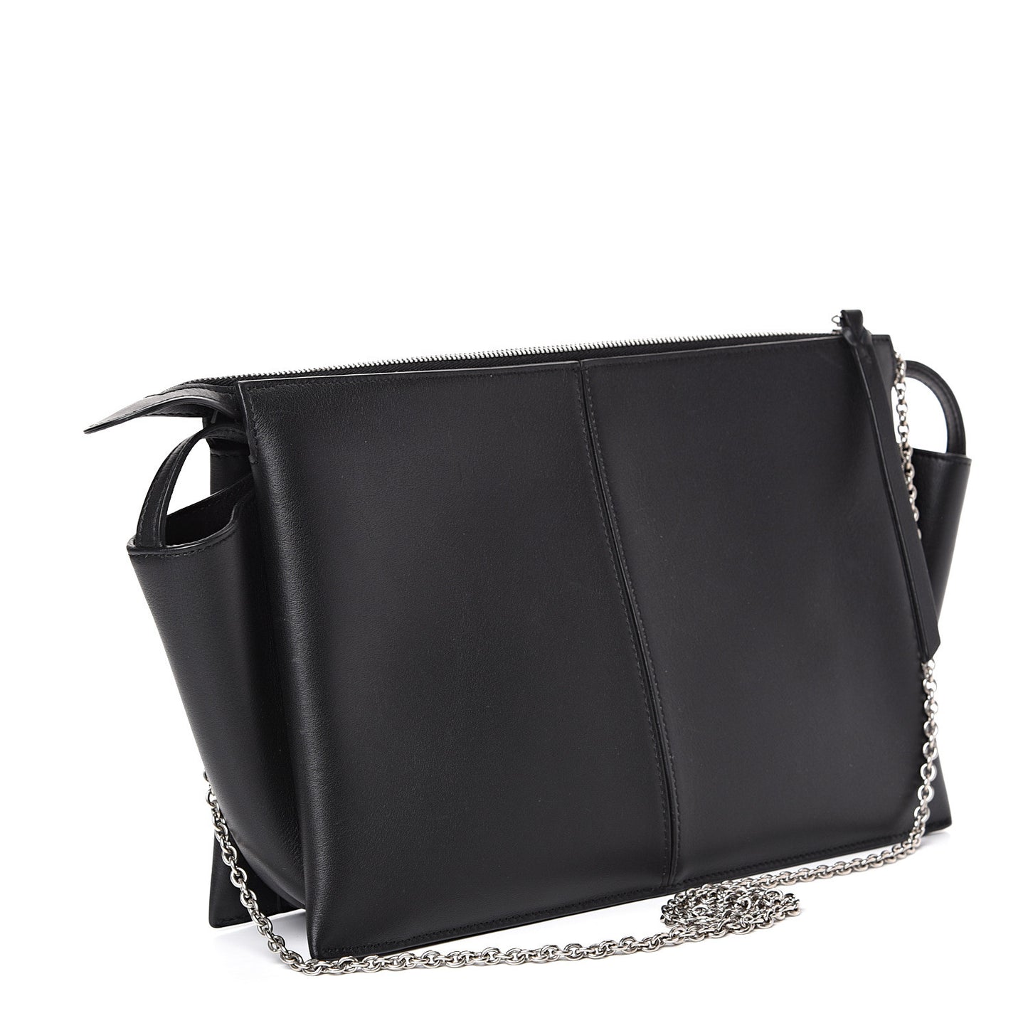 Supple Natural Calfskin Tri-Fold Clutch Black