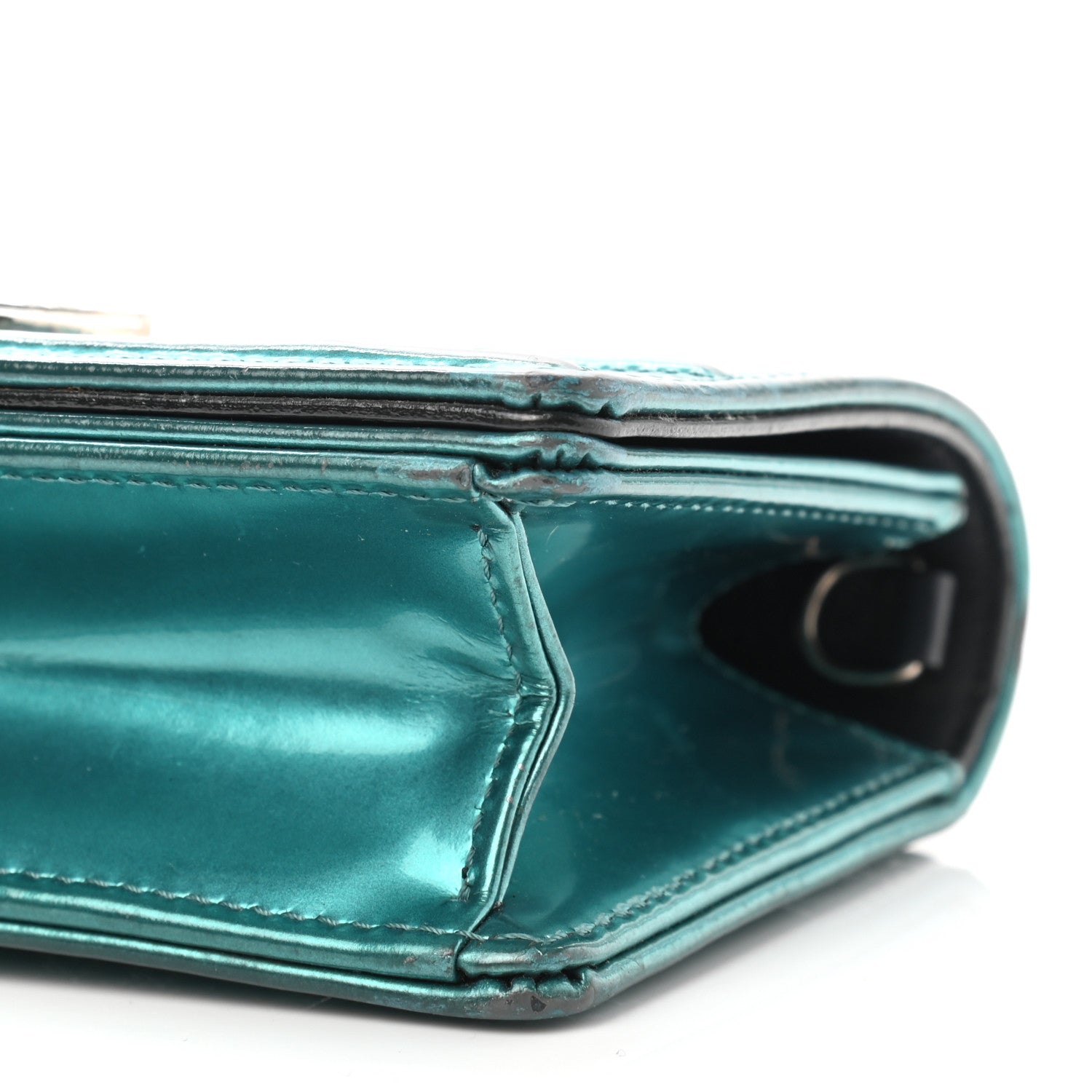 Christian Dior Metallic Patent Micro-Cannage Baby Diorama Flap Bag Green 11 of 13