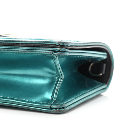 Christian Dior Metallic Patent Micro-Cannage Baby Diorama Flap Bag Green 11 of 13