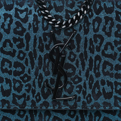 Saint Laurent Glitter Leopard Small Monogram Kate Satchel Blue 7 of 9