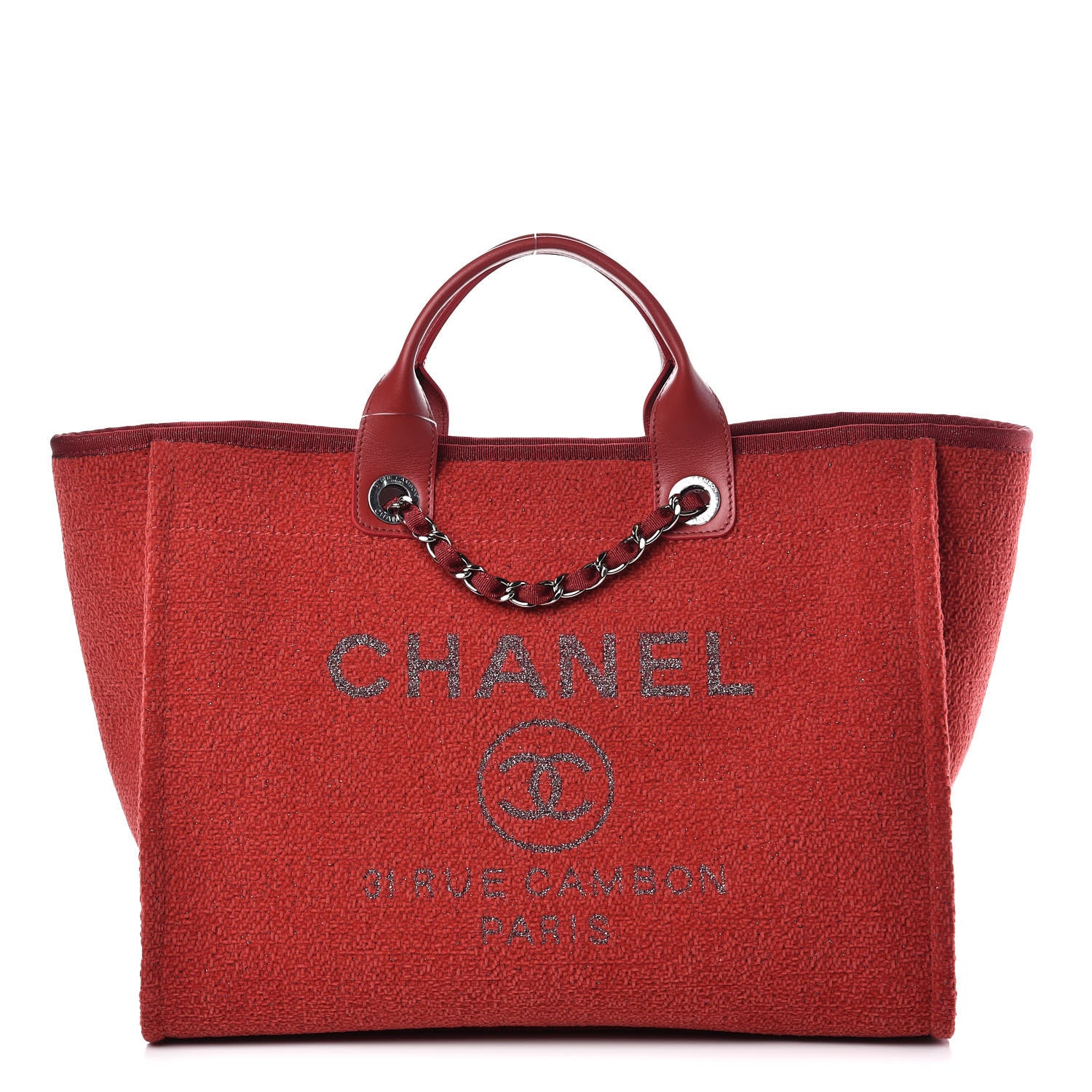 Chanel Lurex Boucle Medium Deauville Tote Red 1 of 8