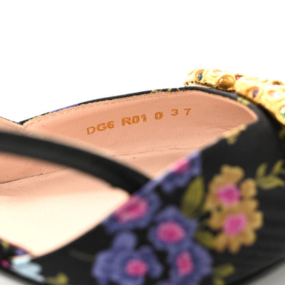 Valentino Garavani Satin Moire Floral Vlogo Loco Slingback 80mm Pumps 37 Black Multicolor 9 of 9