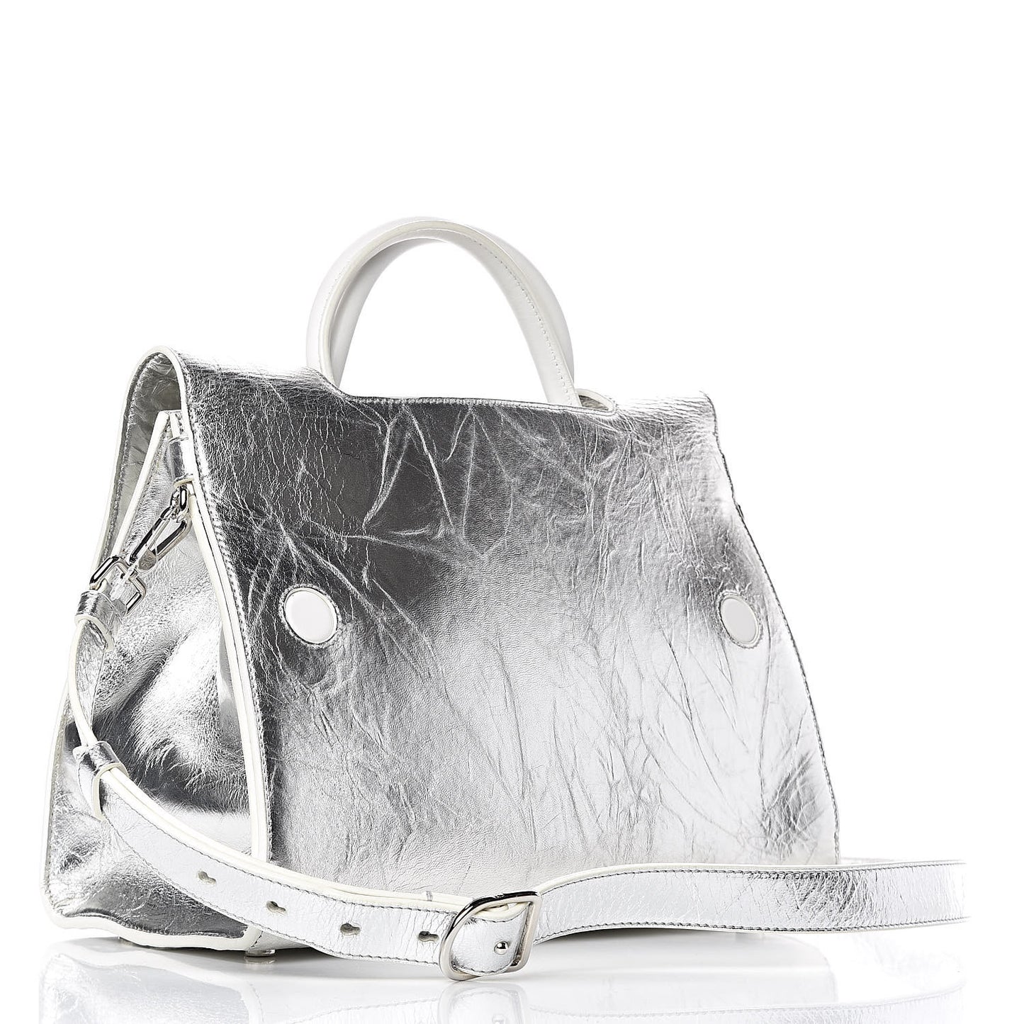 Metallic Calfskin Medium Diorever Flap Silver