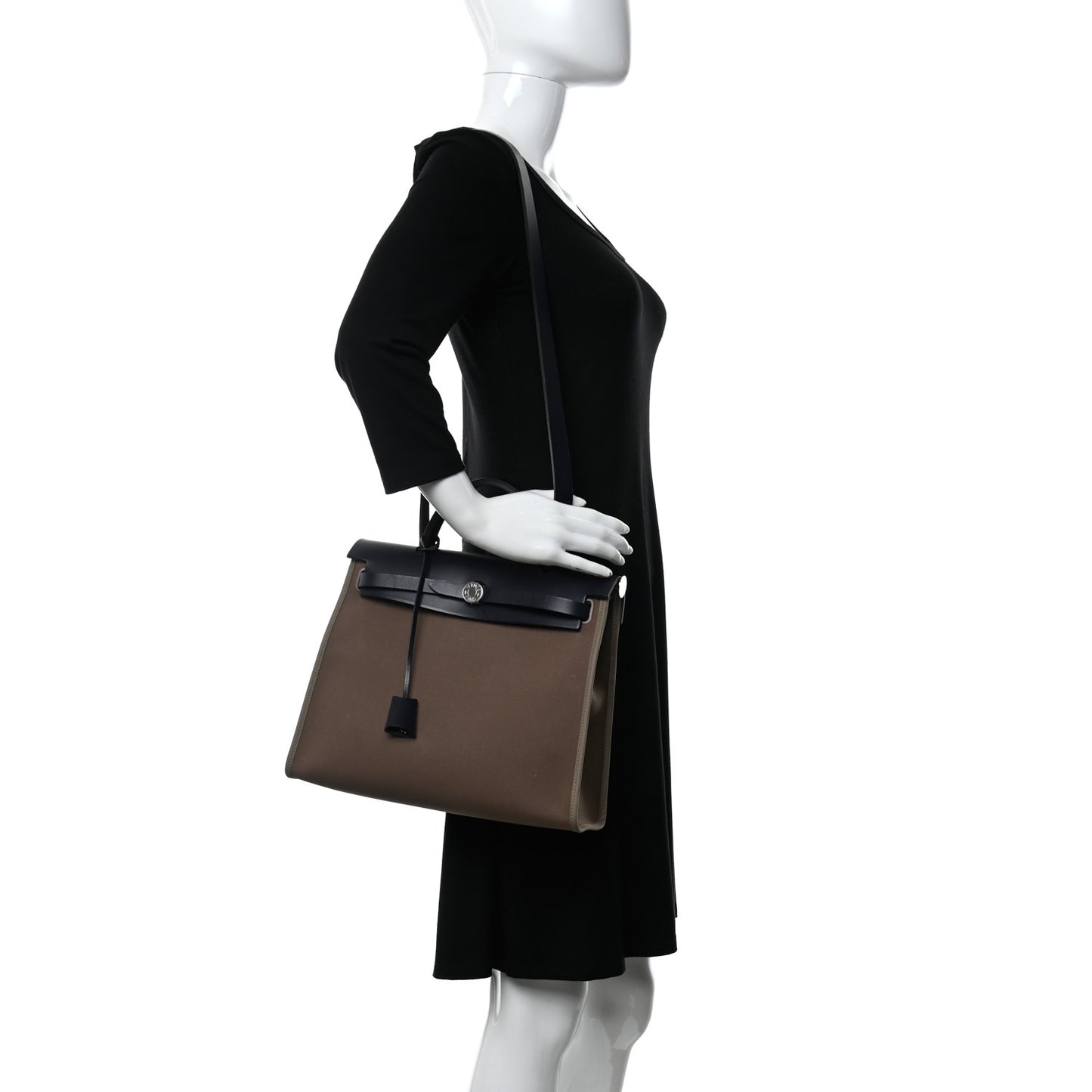 Vache Hunter Toile Herbag Zip 31 PM Etoupe Bleu Indigo