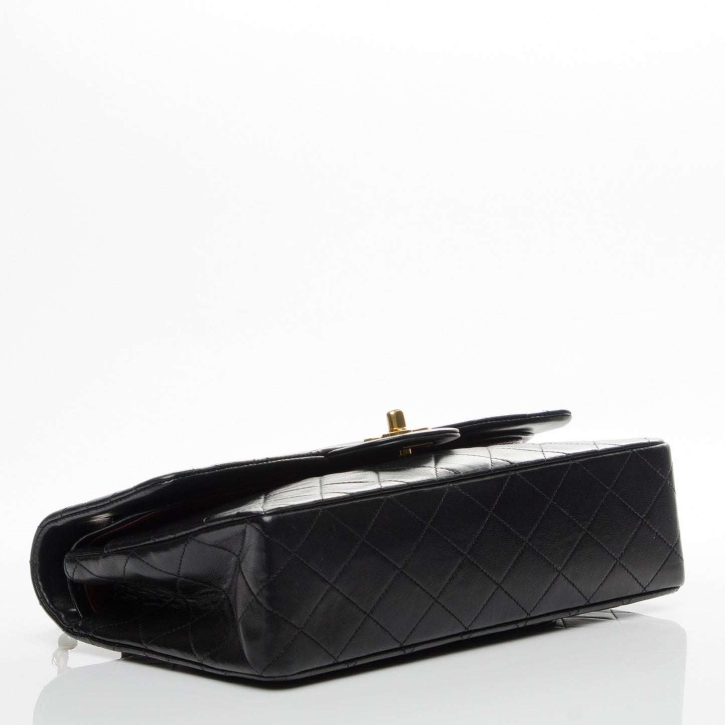 Lambskin Quilted Medium Double Flap Black