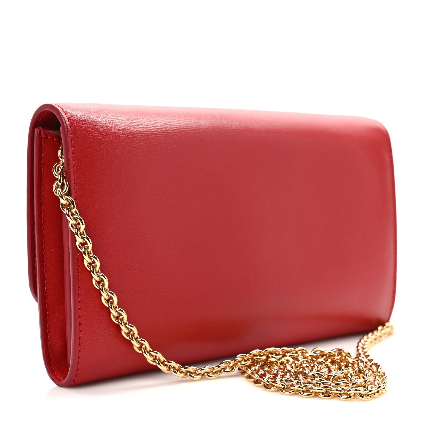 Calfskin City Wallet On Chain Red