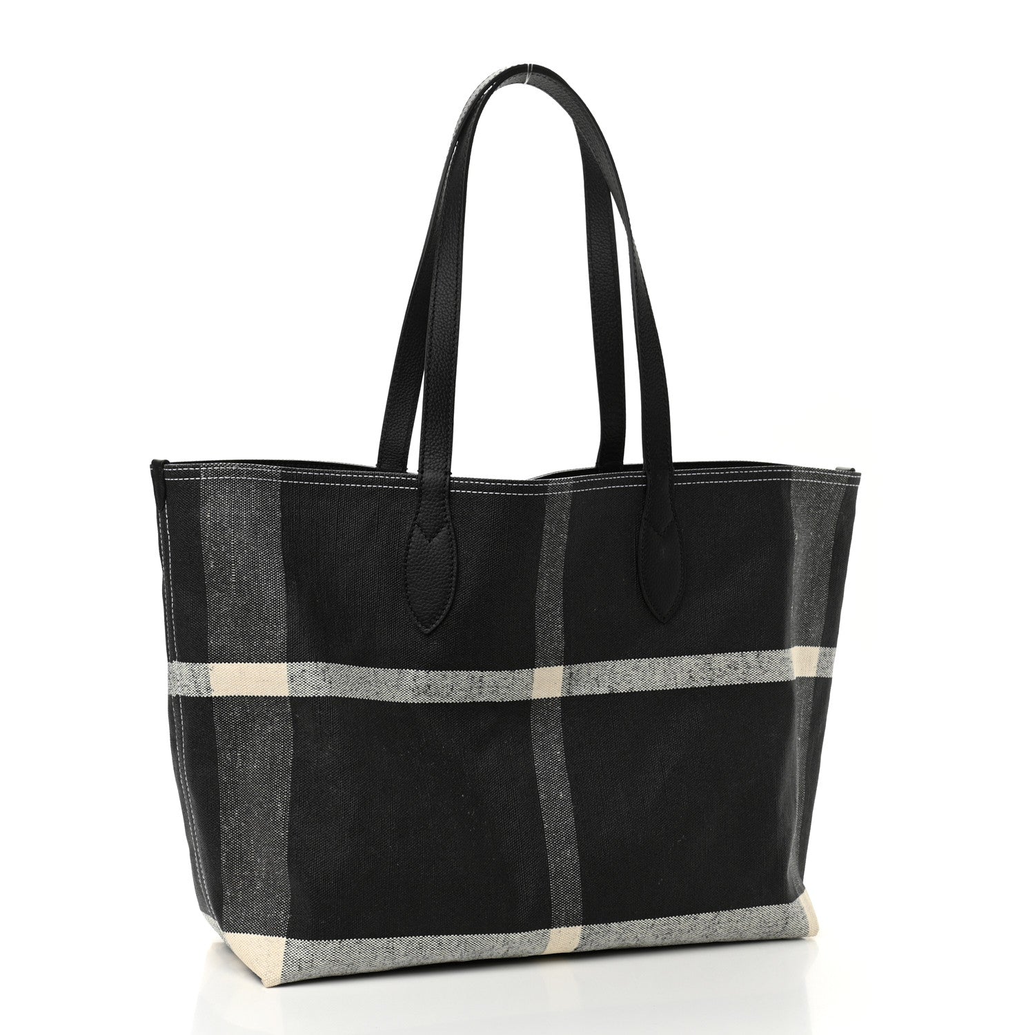 Burberry Coated Canvas Mega Check Medium Doodle Tote Black White 3 of 10