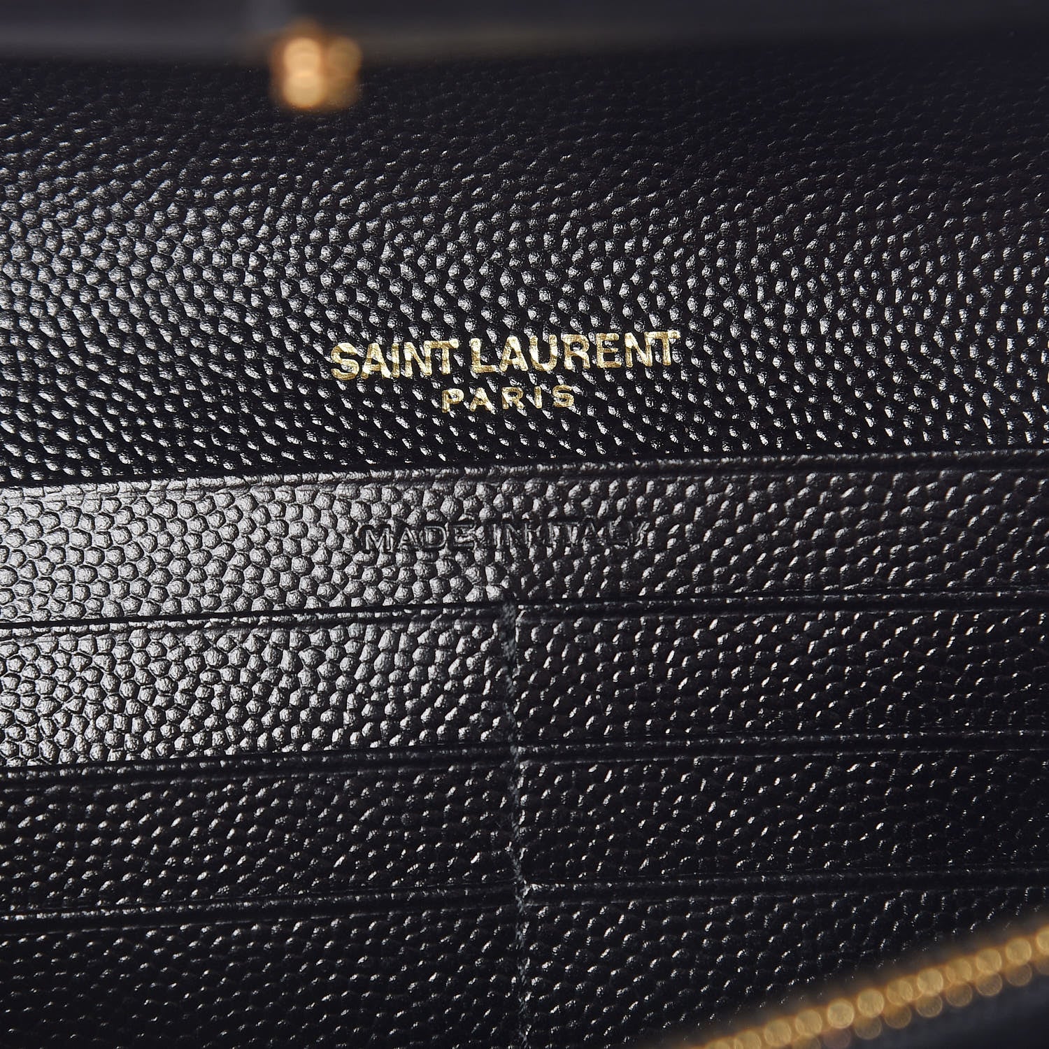Saint Laurent Grain De Poudre Matelasse Chevron Monogram Flap Wallet Black 6 of 7