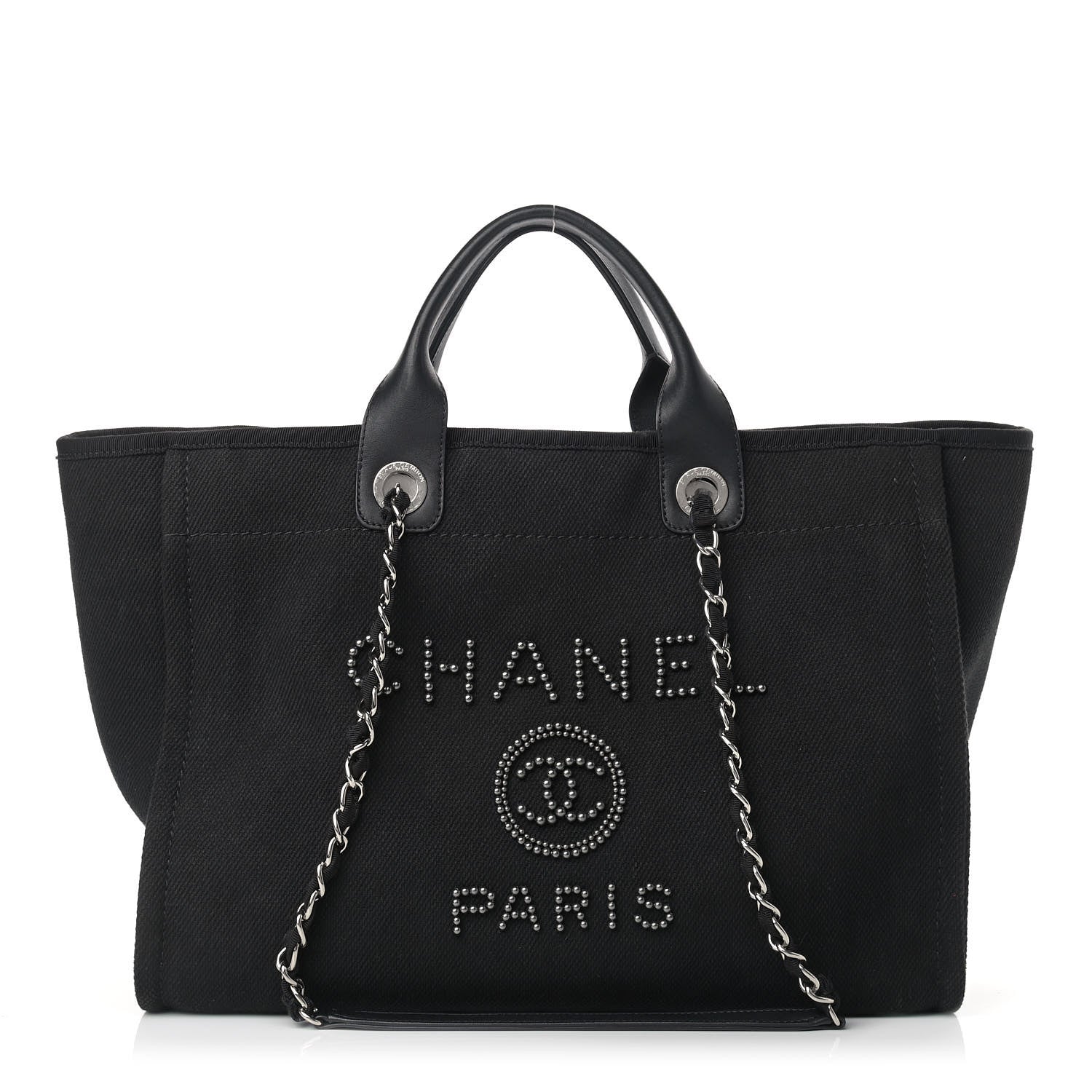Chanel Canvas Pearl Medium Deauville Tote Black 1 of 12
