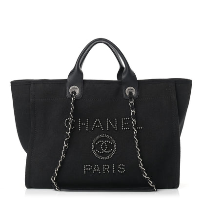 Chanel Canvas Pearl Medium Deauville Tote Black 1 of 12