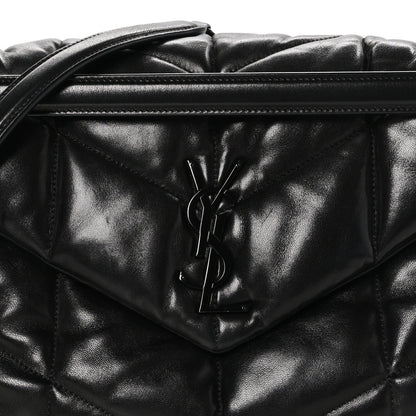Saint Laurent SAINT LAURENT Lambskin Quilted Monogram Monochrome Medium Loulou Puffer Chain Satchel Black 8 of 11