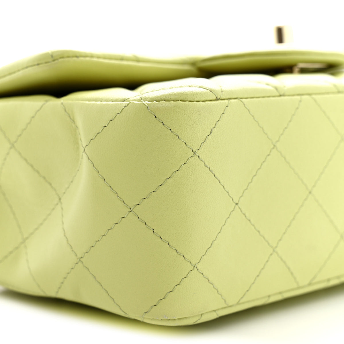 Lambskin Quilted Mini Rectangular Flap Light Green
