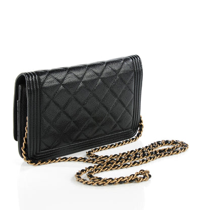 Chanel Caviar Quilted Boy Wallet On Chain WOC Black 3 of 7