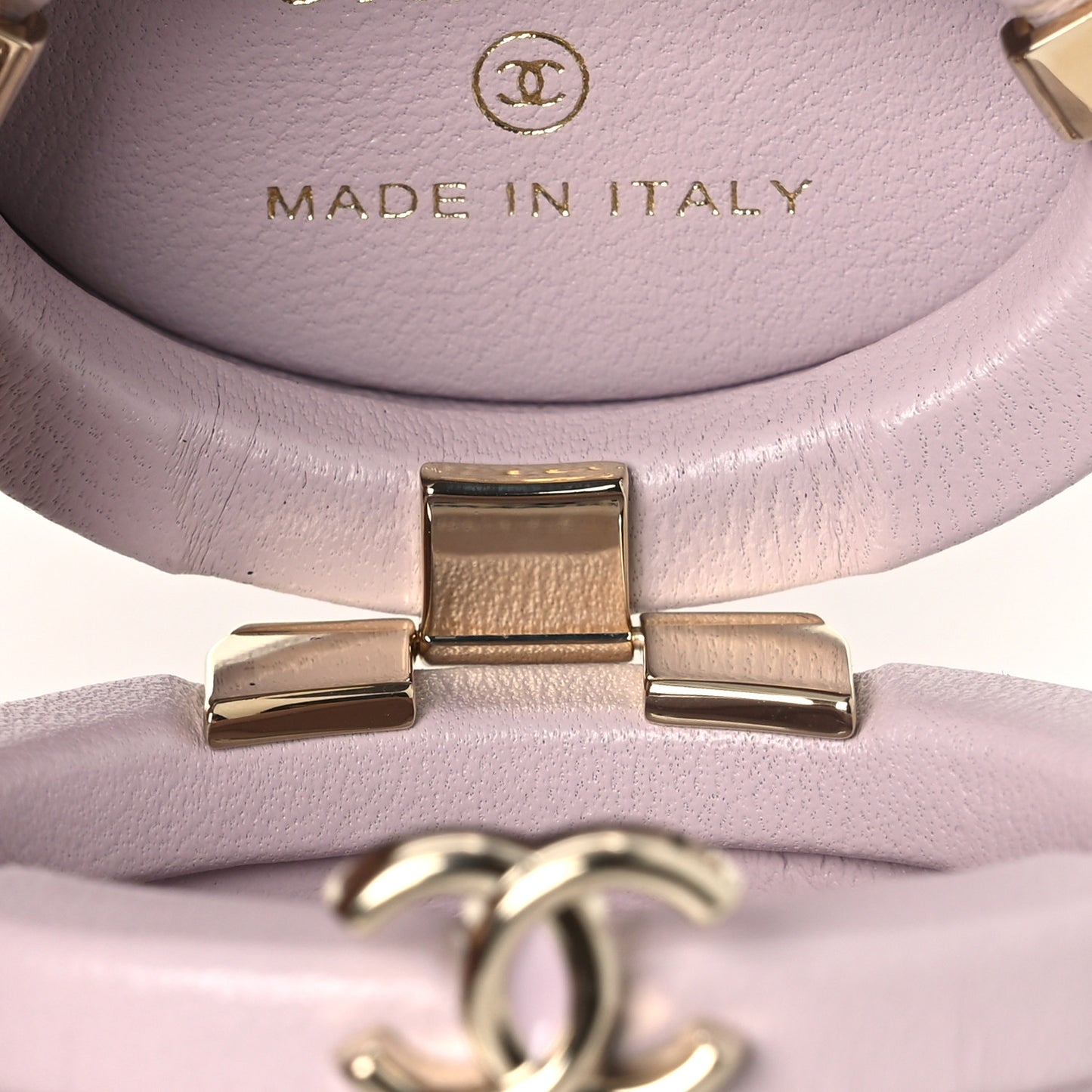 Lambskin Quilted Oval Mini Bag Charm Light Purple