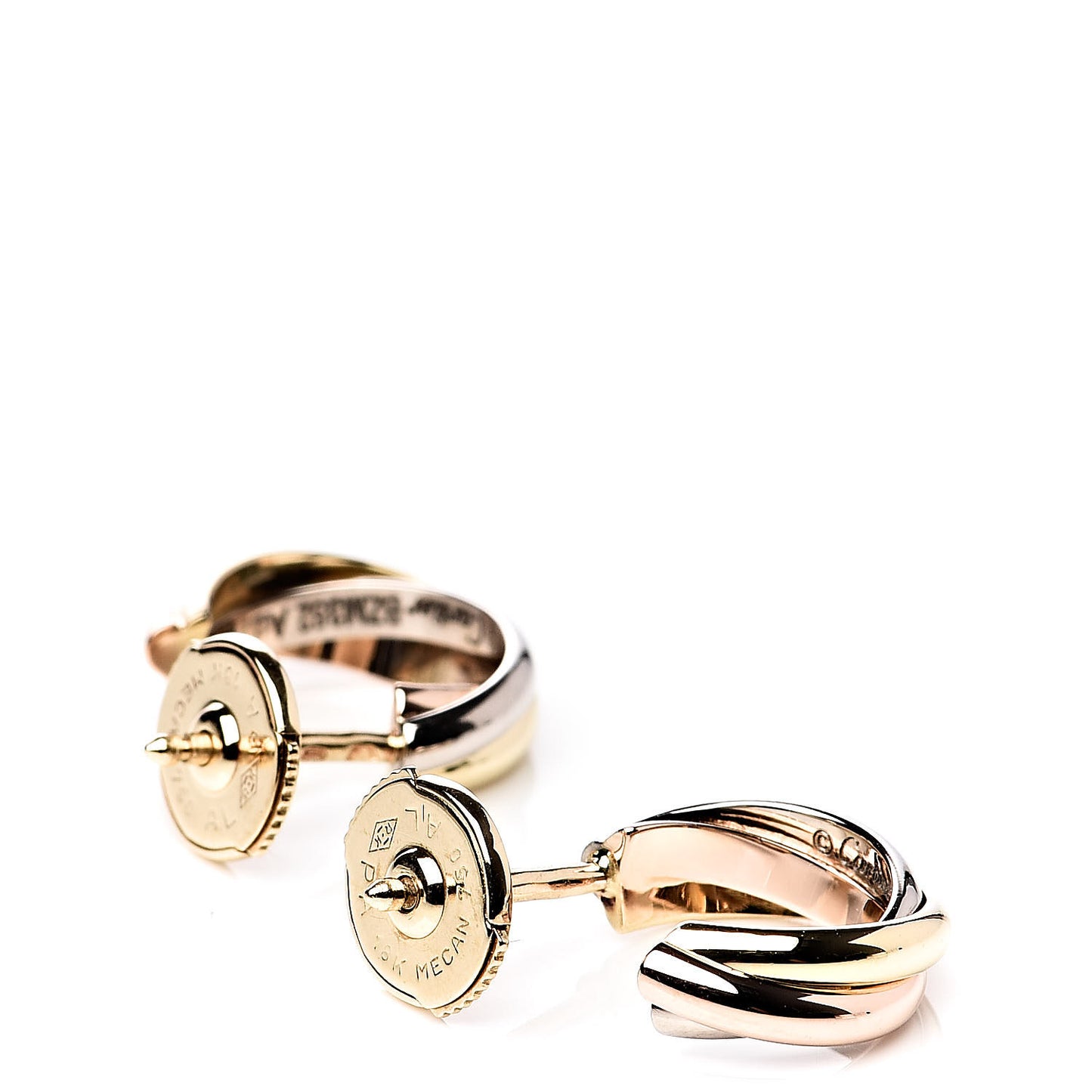 18K Pink Yellow White Gold Small Trinity Hoop Earrings