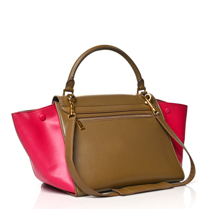 Celine Smooth Calfskin Medium Bicolor Trapeze Taupe Fuchsia 2 of 15