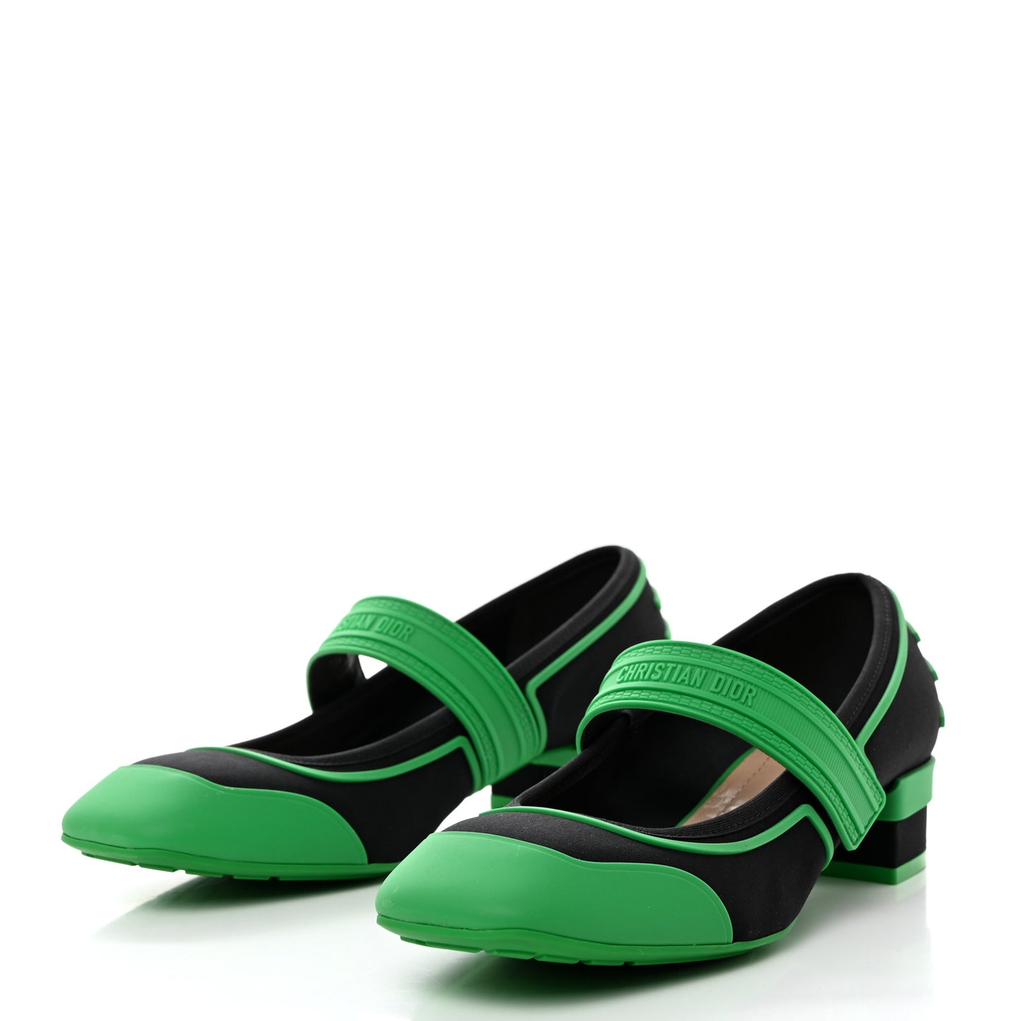 Neoprene Rubber Dior Roller Ballerina Flat 37 Black Green