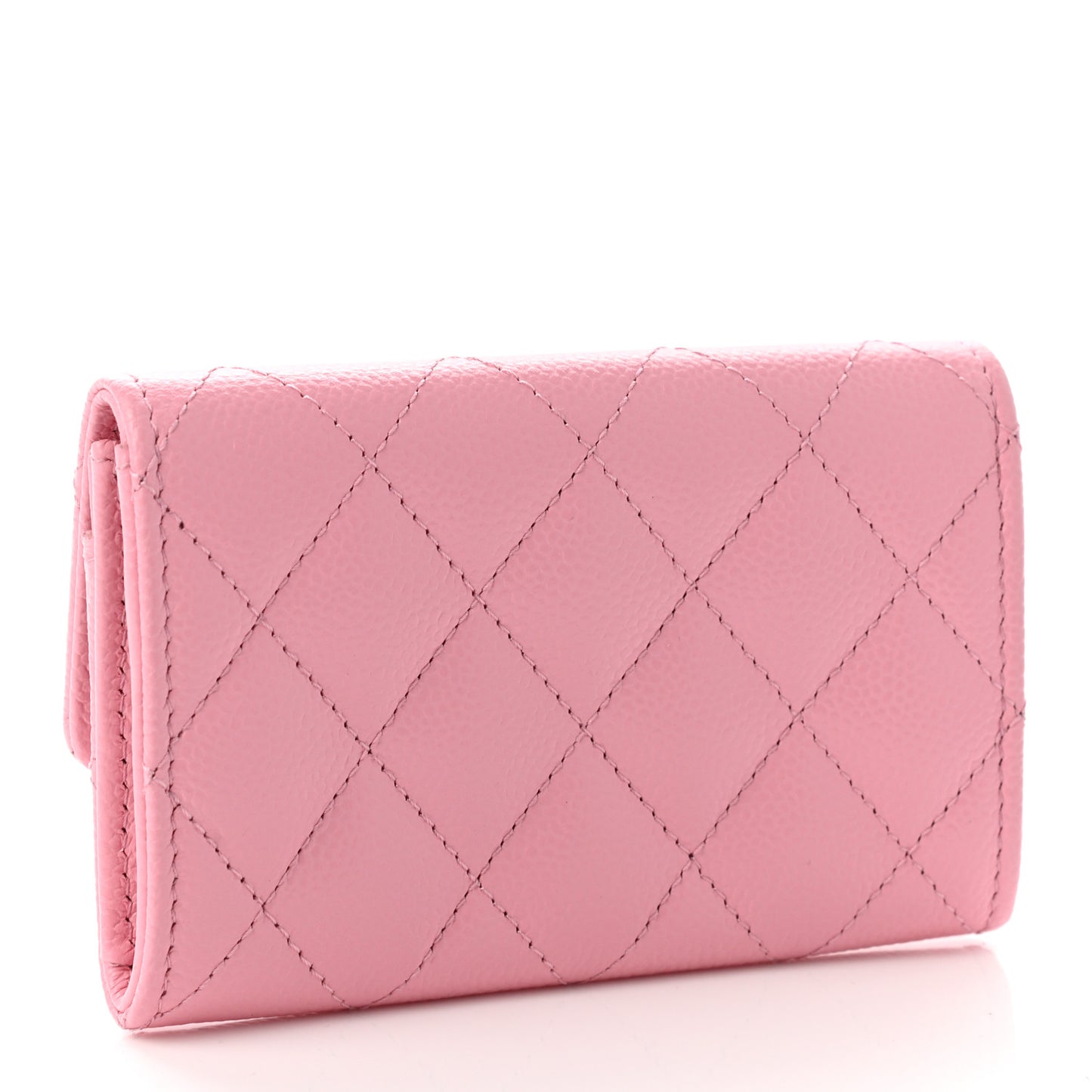Caviar Quilted Multi Chain CC Flap Card Holder Pink