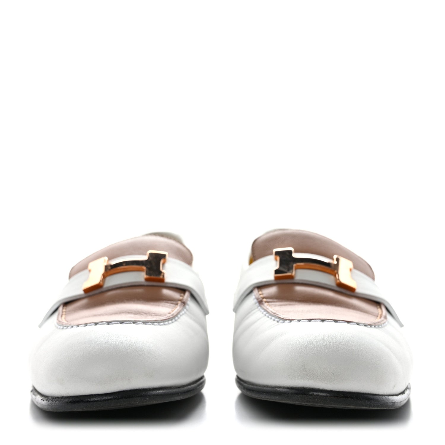 Hermes Calfskin Womens Paris Loafers 35 White Bois De Santal 2 of 10