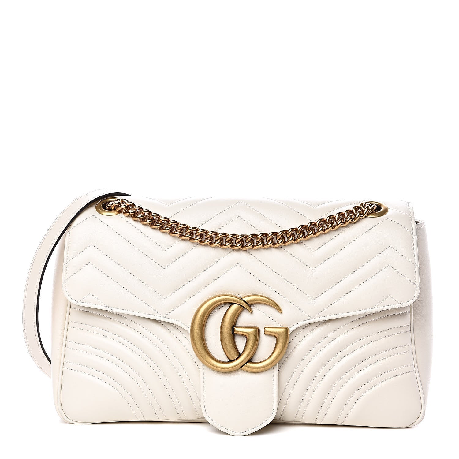 Gucci Calfskin Matelasse Medium GG Marmont Shoulder Bag White 1 of 11