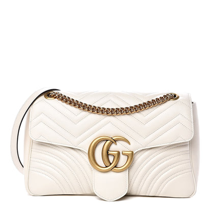 Gucci Calfskin Matelasse Medium GG Marmont Shoulder Bag White 1 of 11