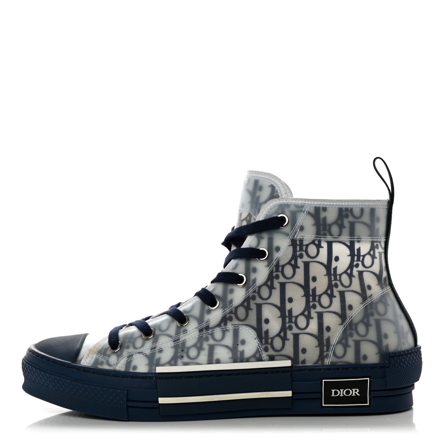 Technical Canvas Oblique Mens B23 High Top Sneakers 43 White Blue