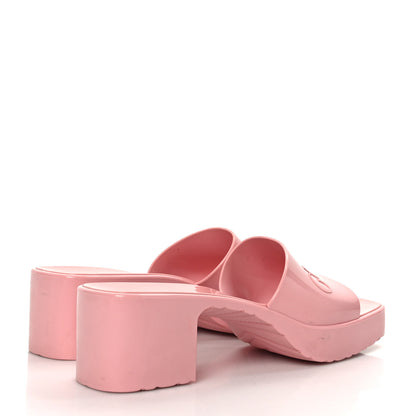 Gucci Rubber Gucci Logo Womens Platform 20/60mm Slide Sandals 41 Wild Rose 4 of 10