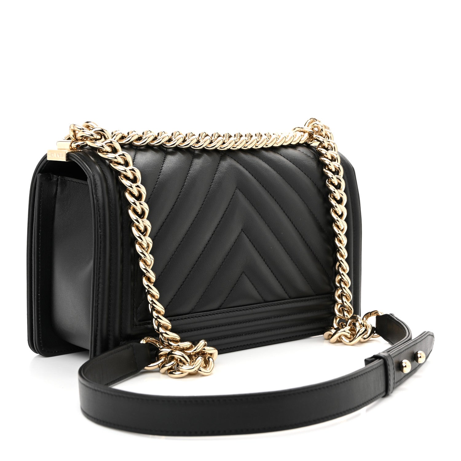 Chanel Lambskin Chevron Quilted Medium Boy Flap Black 3 of 12