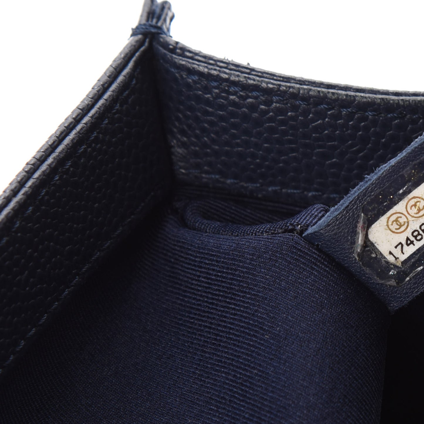 Caviar Quilted Medium Boy Flap Navy
