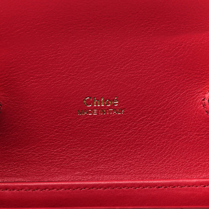 Chloe Calfskin Crocodile Embossed Small Aby Lock Dusky Red 6 of 9