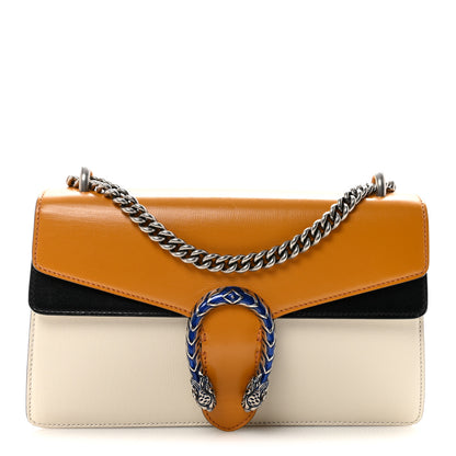 Gucci Azalea Calfskin Enamel Tri-Color Small Dionysus Shoulder Bag Mystic White Sun Oil Black Electric Blue 1 of 10