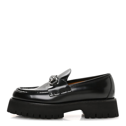Gucci Cordovan Lux Womens Horsebit 45mm Platform Loafers 39.5 Black 1 of 9