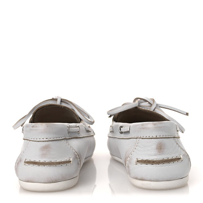 Miu Miu Vitello Deco Boat Loafers 37 White 6 of 13