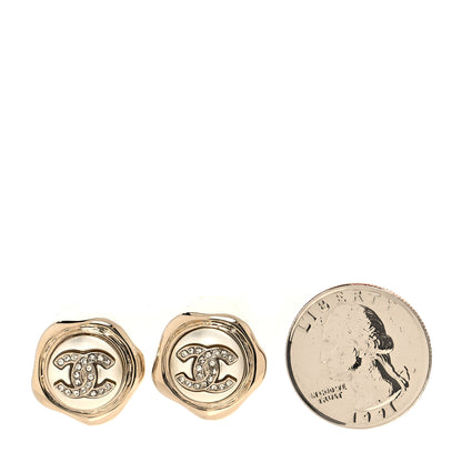 Chanel Metal Resin Crystal CC Earrings Gold 2 of 5