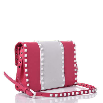 Valentino Garavani Vitello Colorblock Medium Free Rockstud Flip Lock Crossbody Bag Shadow Pink Optic White 2 of 9