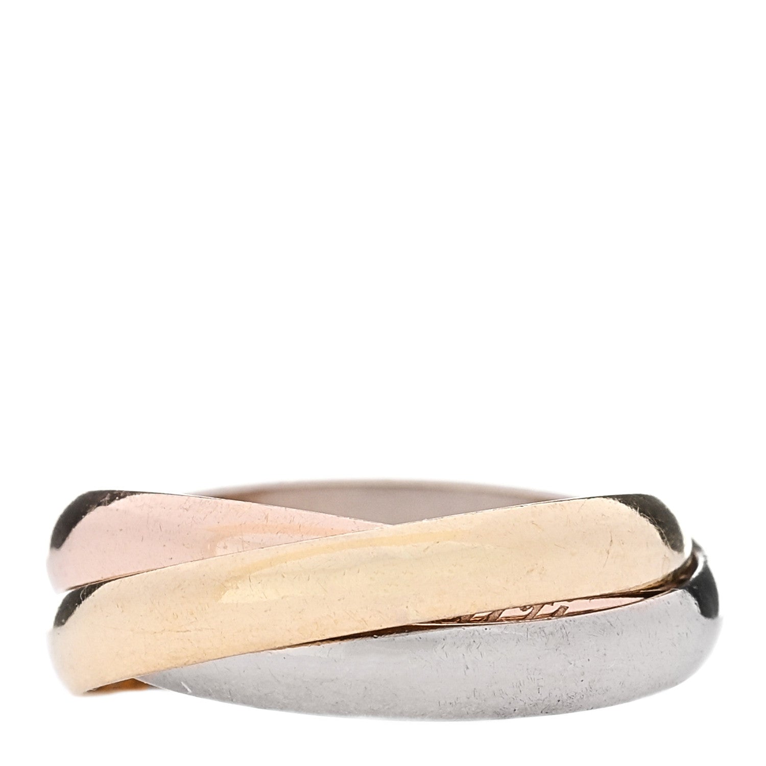 Cartier 18K Pink Yellow White Gold Small Trinity Ring 48 4.5 3 of 5