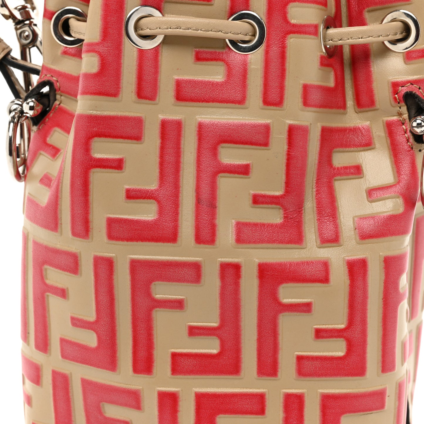Vitello Liberty F is Fendi FF Embossed Mini Mon Tresor Bucket Bag Amido Fiamma