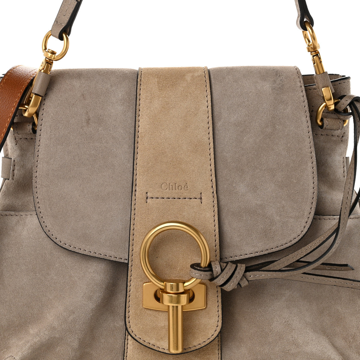 Suede Calfskin Small Lexa Shoulder Bag Motty Grey