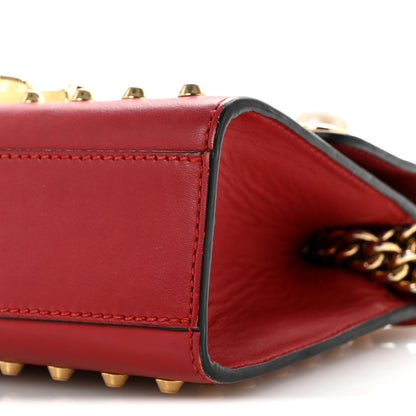 Gucci Calfskin Studded Small Padlock Shoulder Bag Hibiscus Red 10 of 14